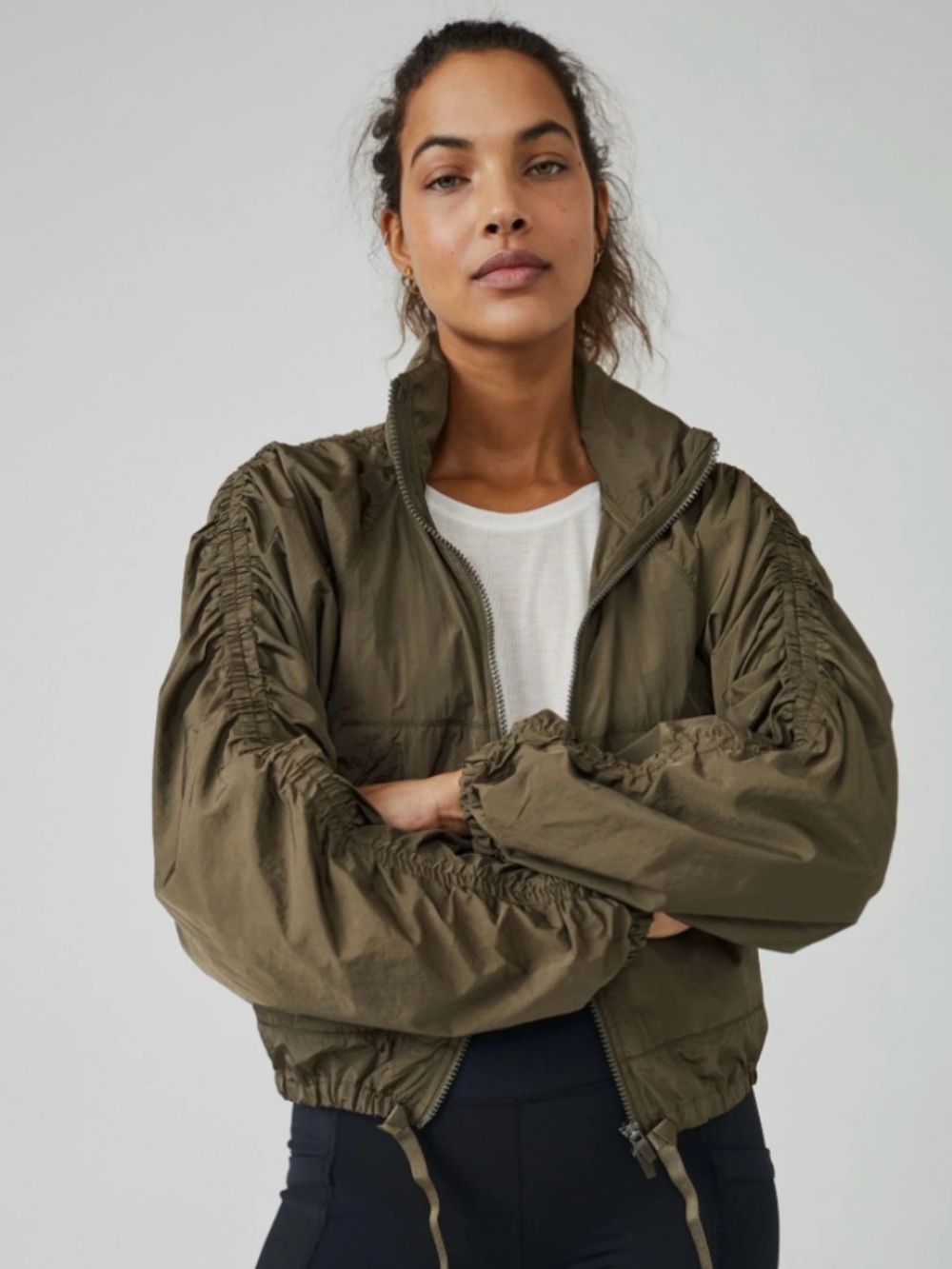 Free People Way Home Packable Jacket Olive size Small